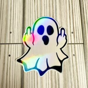Waterproof Vinyl Sticker, Holographic Ghost‎ Middle Finger Funny Sticker